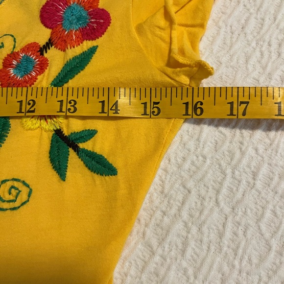 Johnny Was Los Angeles Yellow Floral Embroidered Tee - Picture 8 of 10